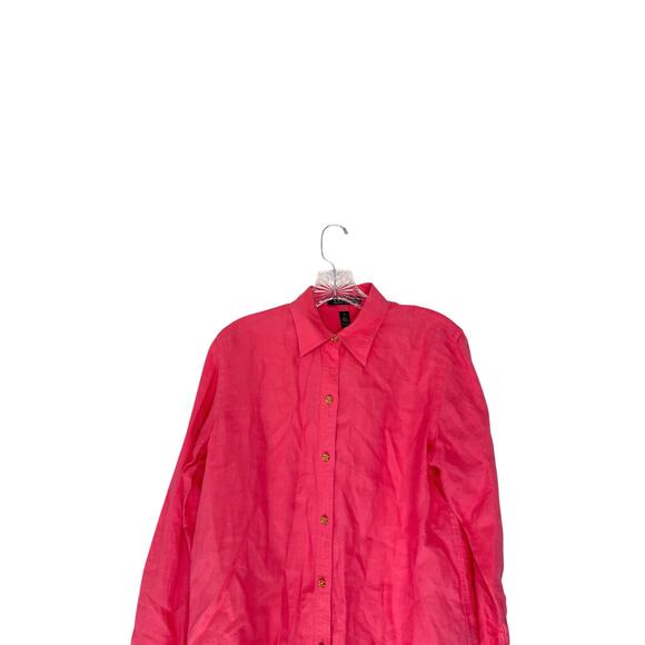 Ralph Lauren Button Up Blouse Pink Long Sleeve Linen Lagenlook Relaxed Small - Picture 6 of 14
